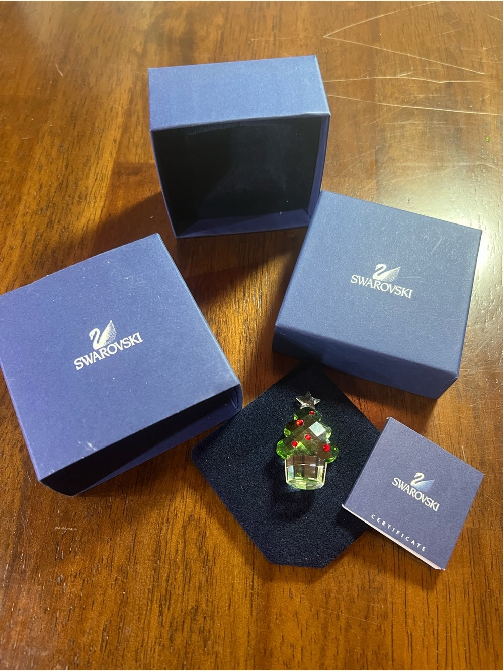 Swarovski Green Crystal Christmas Tree with Red Ornaments Miniature - Picture 2 of 12